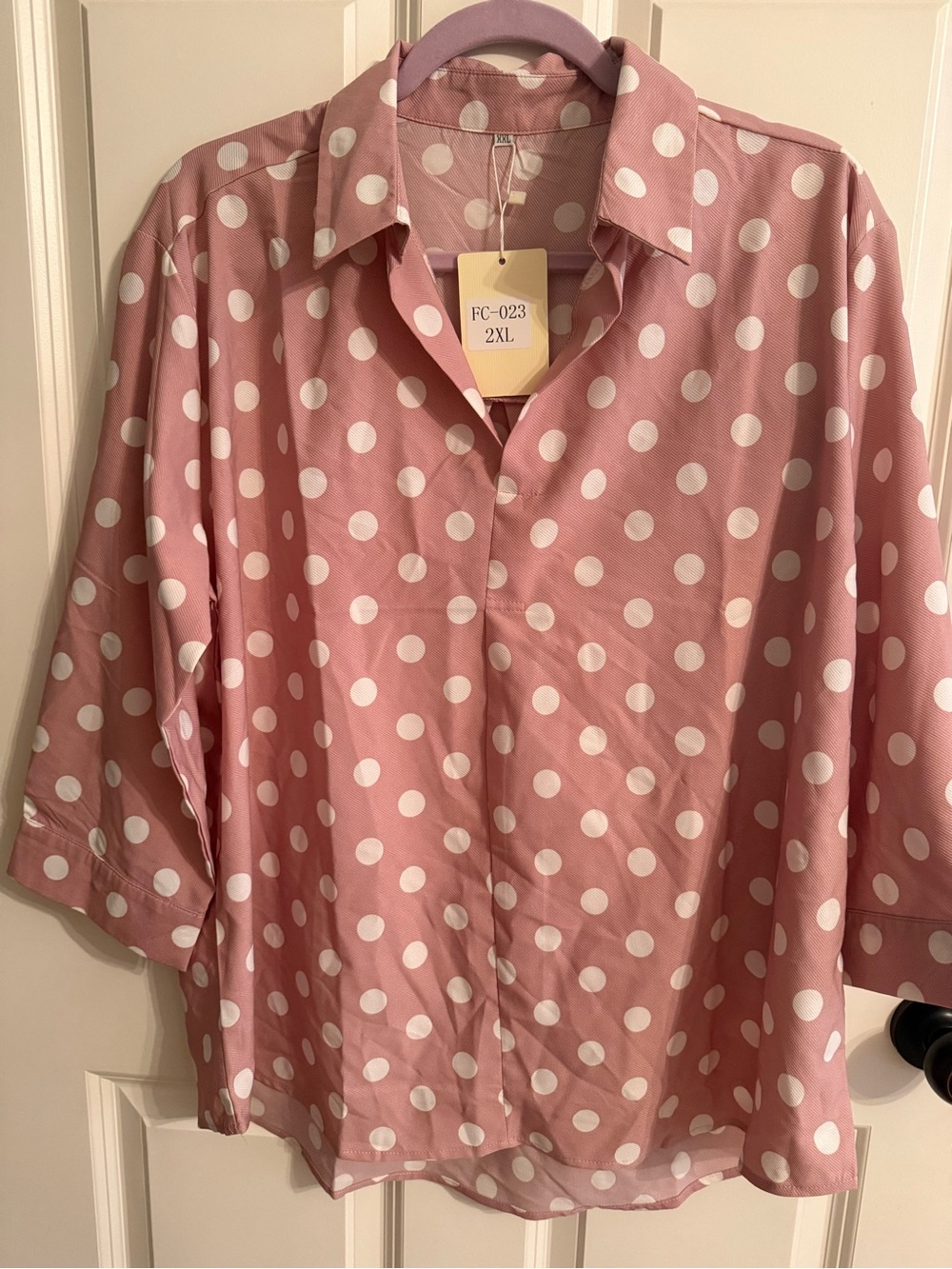 Sam Link Dusty Rose Polka Dot Blouse
